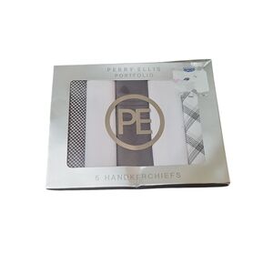 Perry Ellis Pocket Square Set - Black, Gray, White